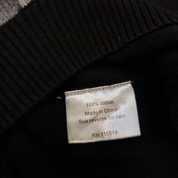 Men's retro cotton pullover Crewneck sweater. Black/White/Gray XXL - Picture 6 of 8